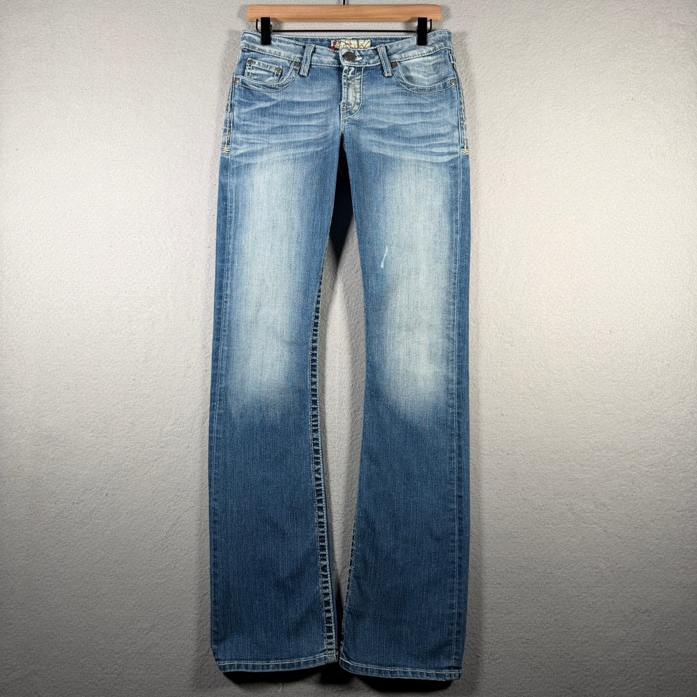 BKE Kate Bootcut Jeans Womens 28x35.5 Medium Wash Contrast Stitch Stretch Denim